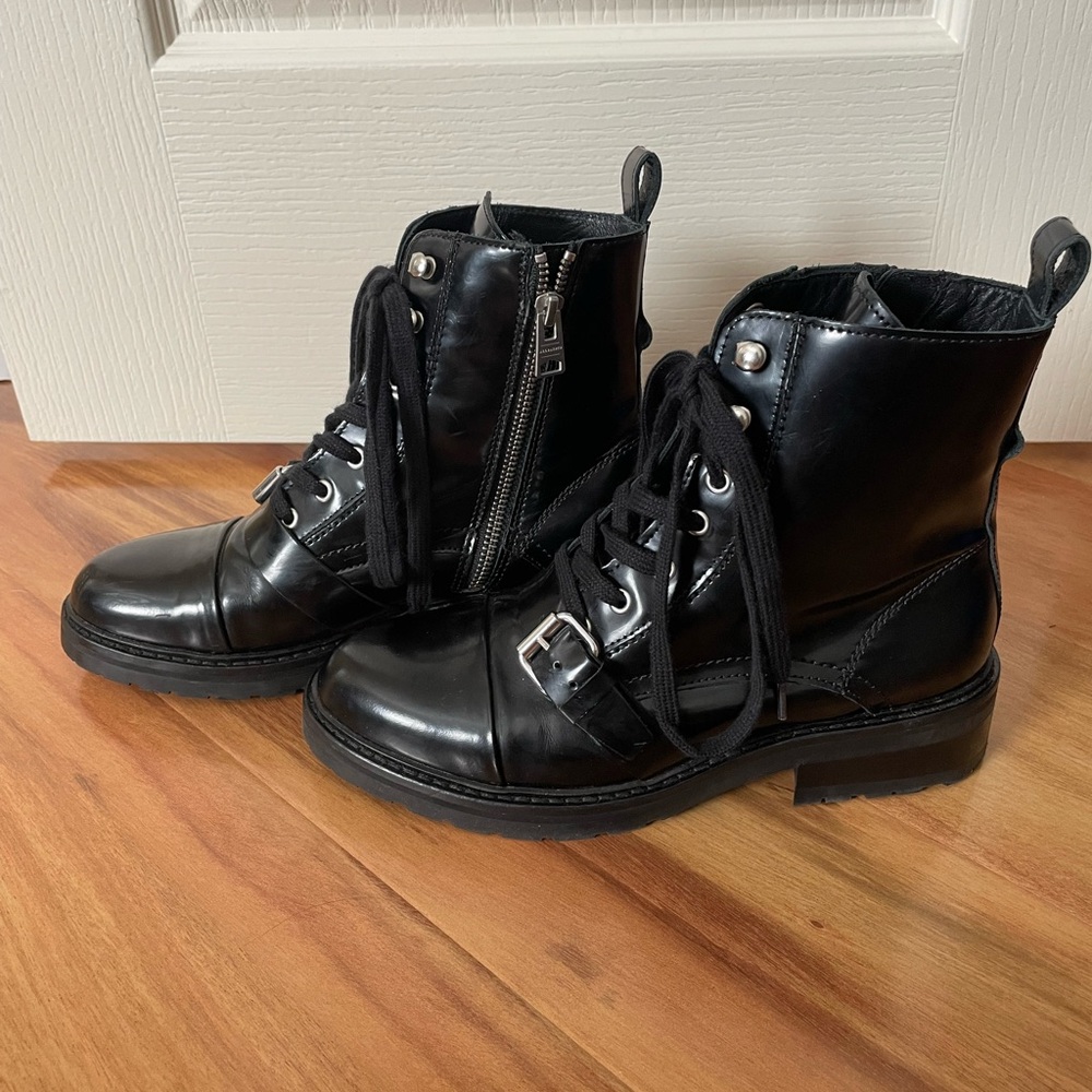 All Saints black leather boots size 38